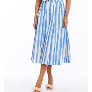 Mestiza New York Seville Midi Skirt Santorini Stripe Linen Blend NWT